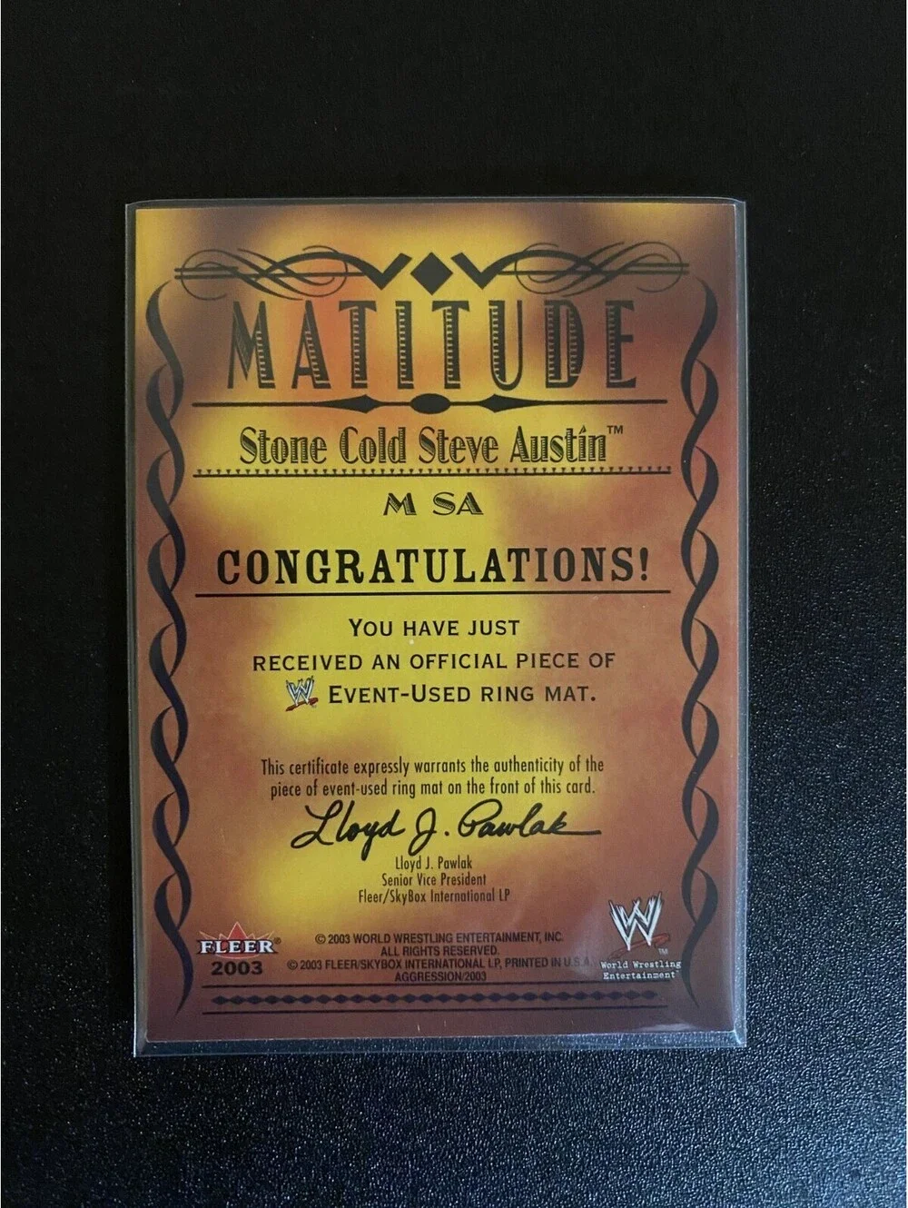 2003 Fleer Stone Cold Steve Austin WWE Aggression Matitude
